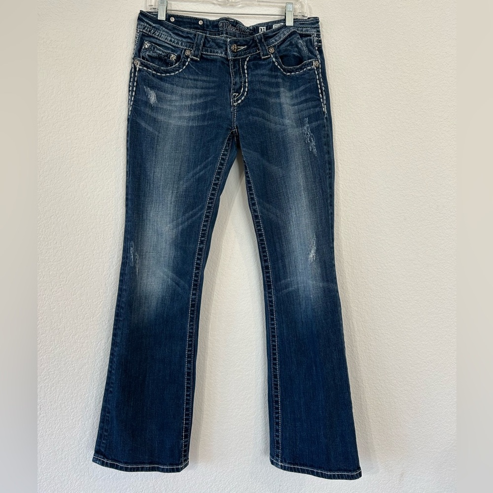 Miss Me Medium Wash Studded Low Rise BootCut Women’s Jeans Size 31